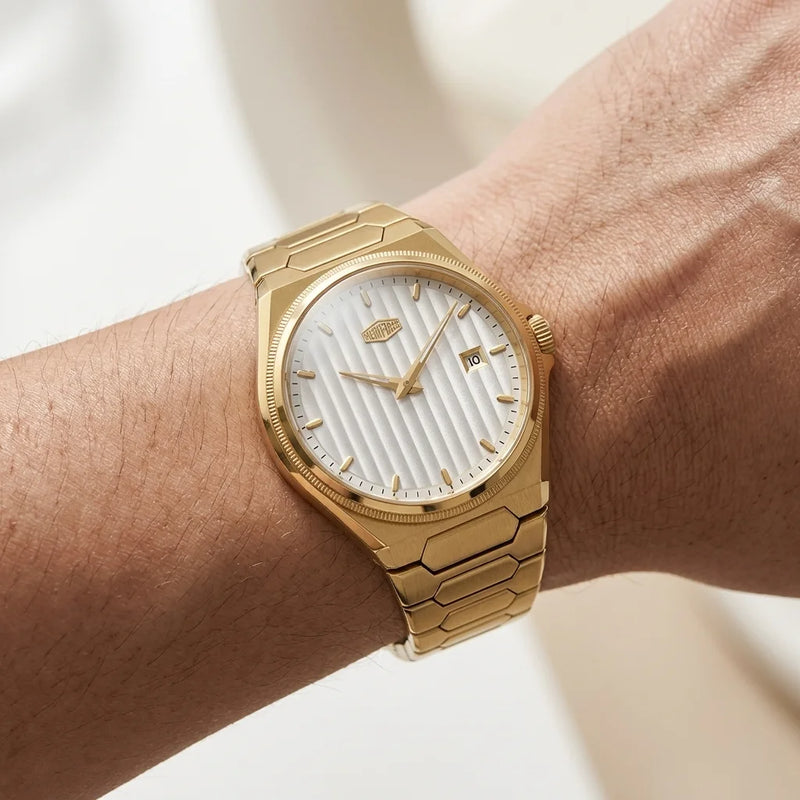Heroforce 5012 Gold Light - luxury watch, worn wrist, gold