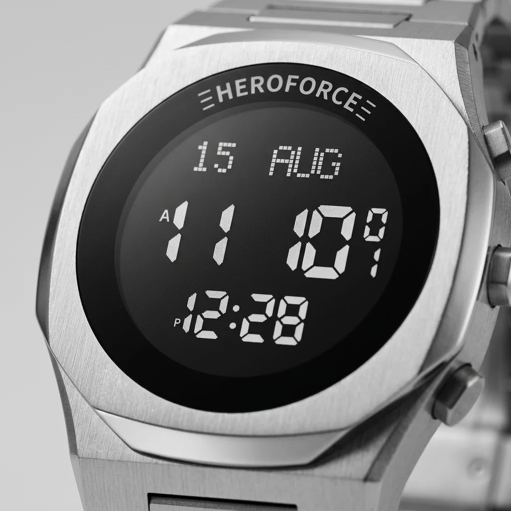 HeroForce 5013 STEELGLOW - close up digital dial