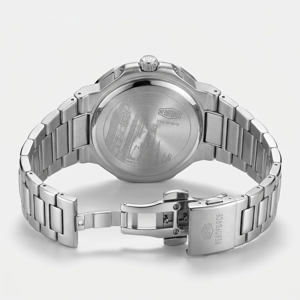 Heroforce 5019 Classic Me - rear caseback, two-tone bracelet, open clasp