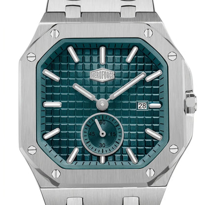 HEROFORCE 5025A Glacier Edge — Men's Quartz Watch - Watch dial macro, Luxury timepiece, Pure white studio, Ultra-sharp details