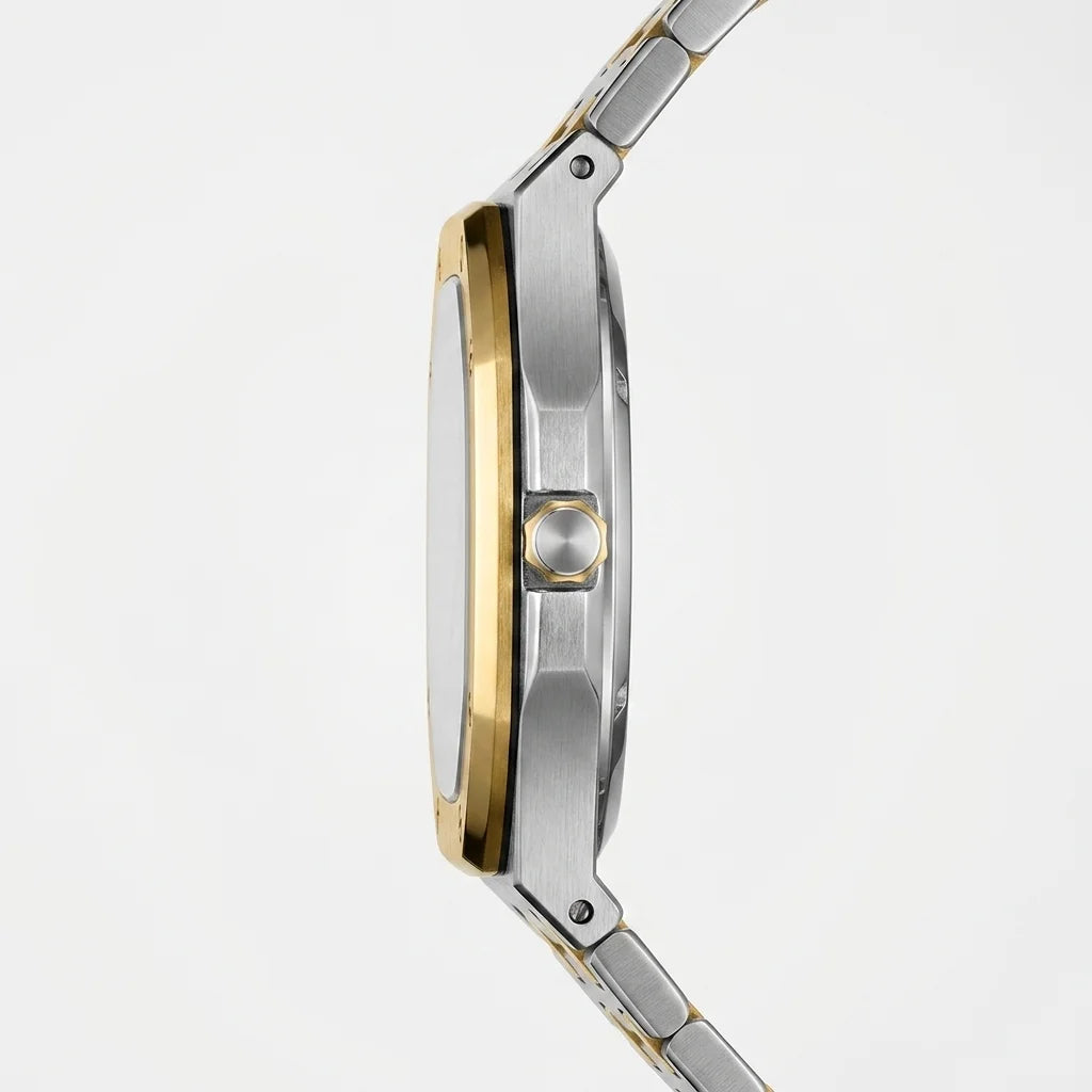 HeroForce 5025B Ribbed Di - two-tone, open deployant, caseback, studio