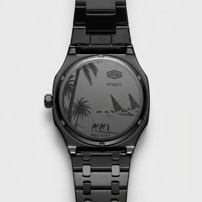 Heroforce 5025B Ribbed Di - watch caseback, engraved, stainless steel, macro detail