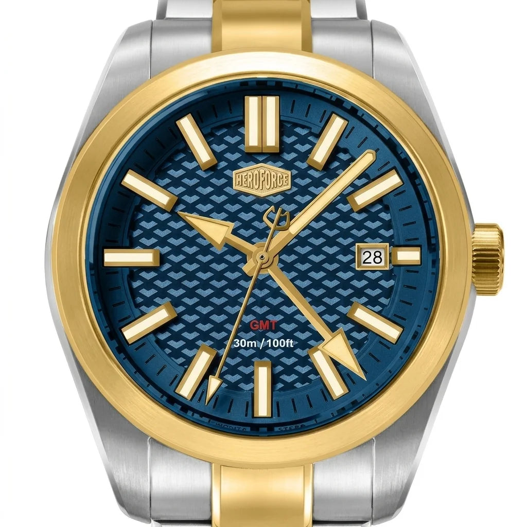 HeroForce 5031 Luxury Ana - macro dial, sharp details, white background, luxury
