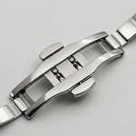 HeroForce 5031 Silver Lig - watch strap, silver buckle, leather texture, macro close-up