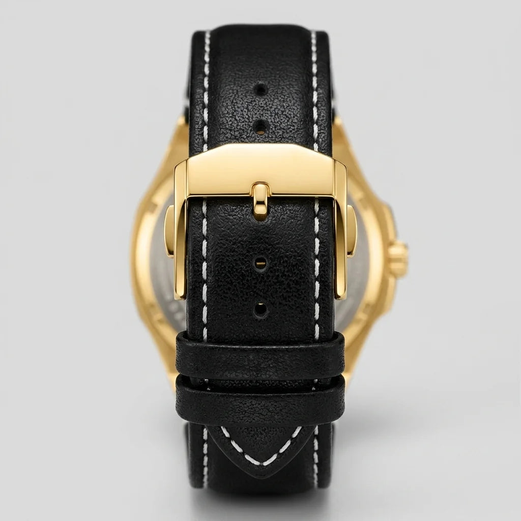 Heroforce 5033B Luxury Me - watch strap, leather, metal buckle, macro