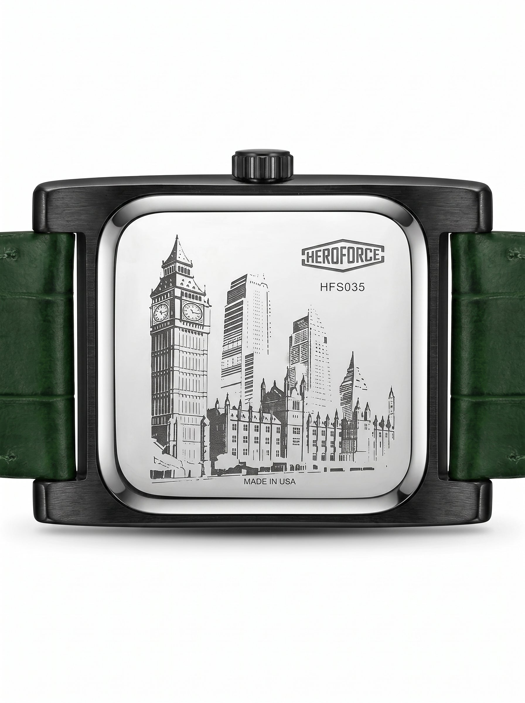 HeroForce 5035P Jump-Hour - engraved case back, symmetrical strap, studio luxury
