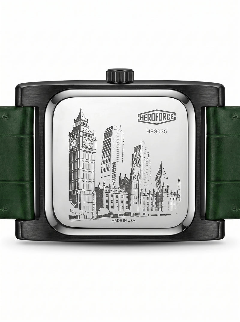 HeroForce 5035P Jump-Hour - engraved case back, symmetrical strap, studio luxury