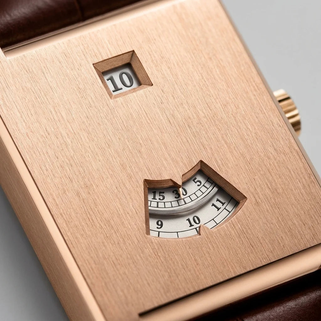HeroForce 5035P Jump-Hour - Rectangle watch, leather strap, quiet luxury
