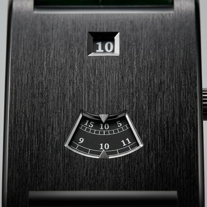 HeroForce 5035P Jump-Hour - rectangular watch, embossed leather, quiet luxury