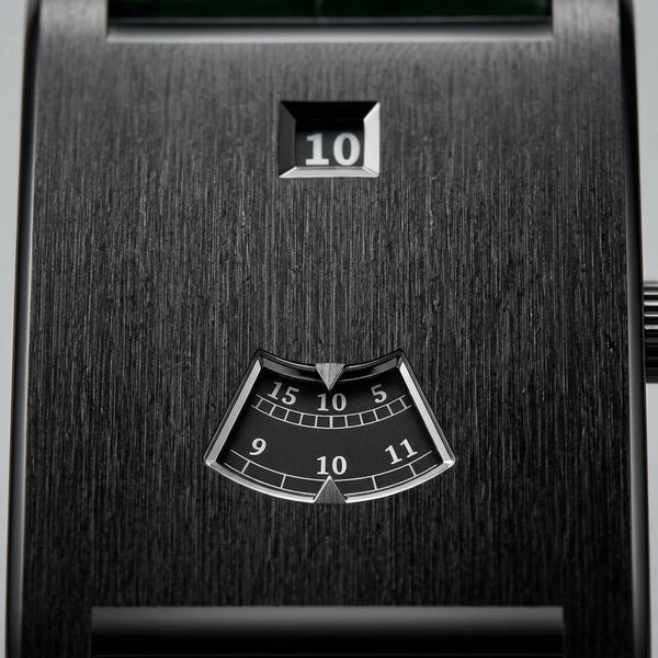HeroForce 5035P Jump-Hour - rectangular watch, embossed leather, quiet luxury
