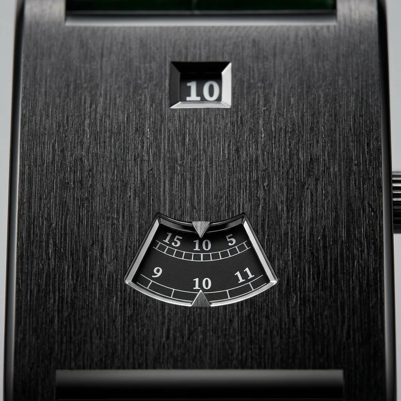 HeroForce 5035P Jump-Hour - rectangular watch, embossed leather, quiet luxury