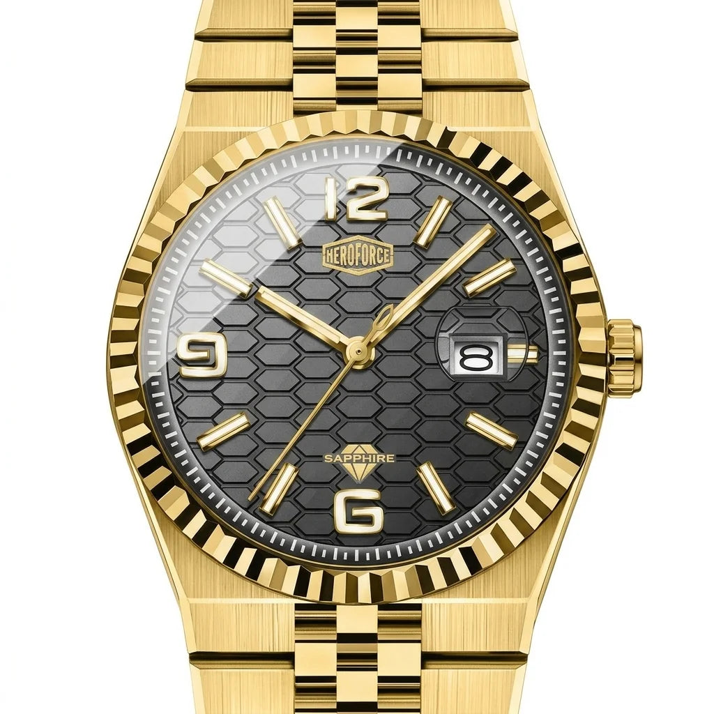 Heroforce 5036 Geometric - Geometric dial, textured metal, luxury timepiece
