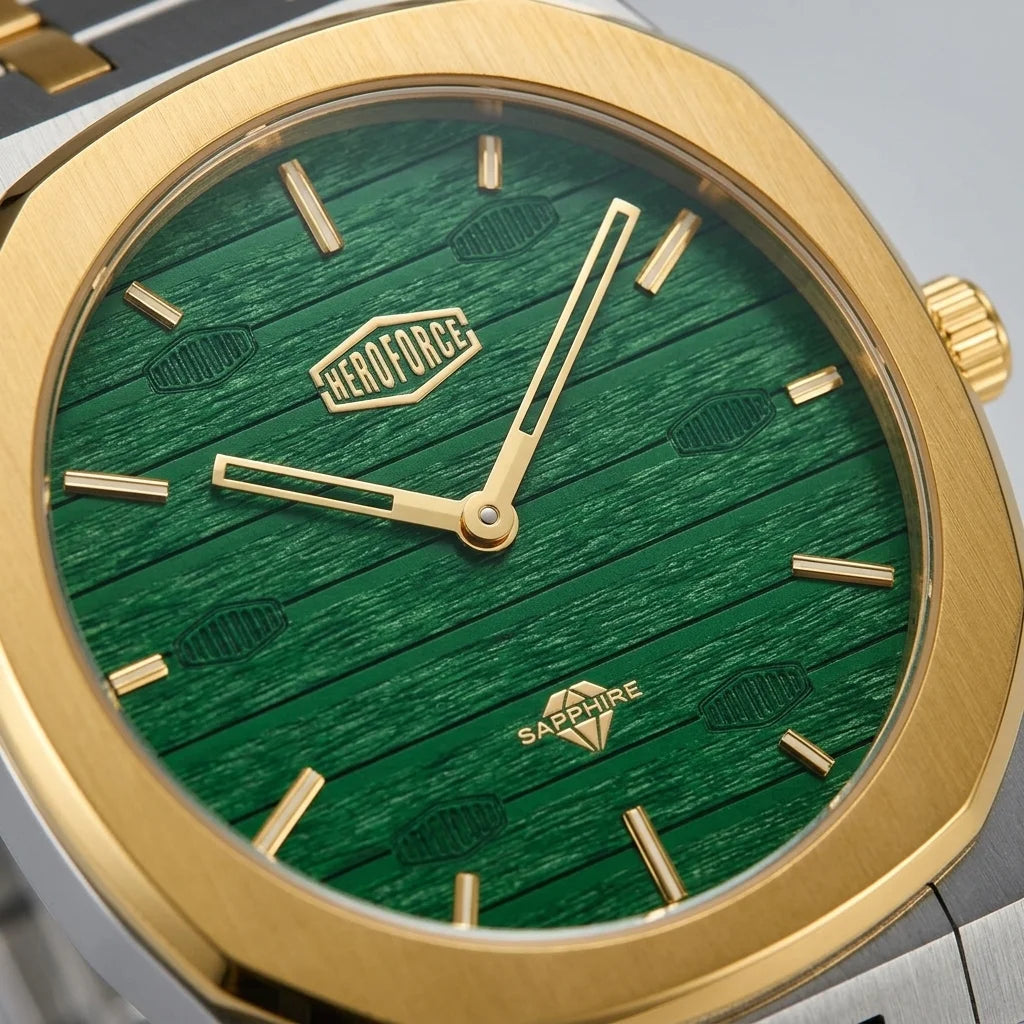 Heroforce 5038 Emerald Ho - Octagonal luxury watch, emerald dial, quiet luxury