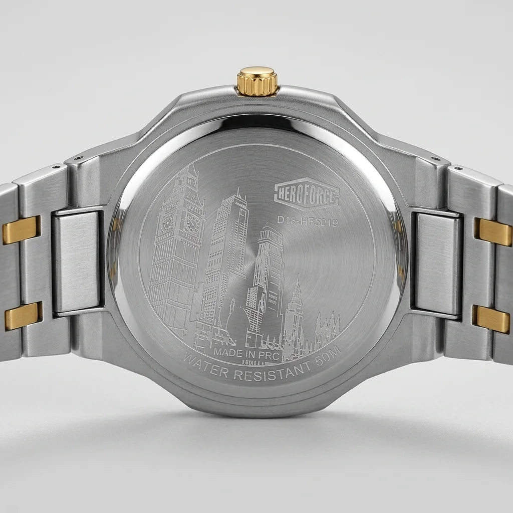 Heroforce 5038 Emerald Ho - watch caseback, engraved, luxury, steel