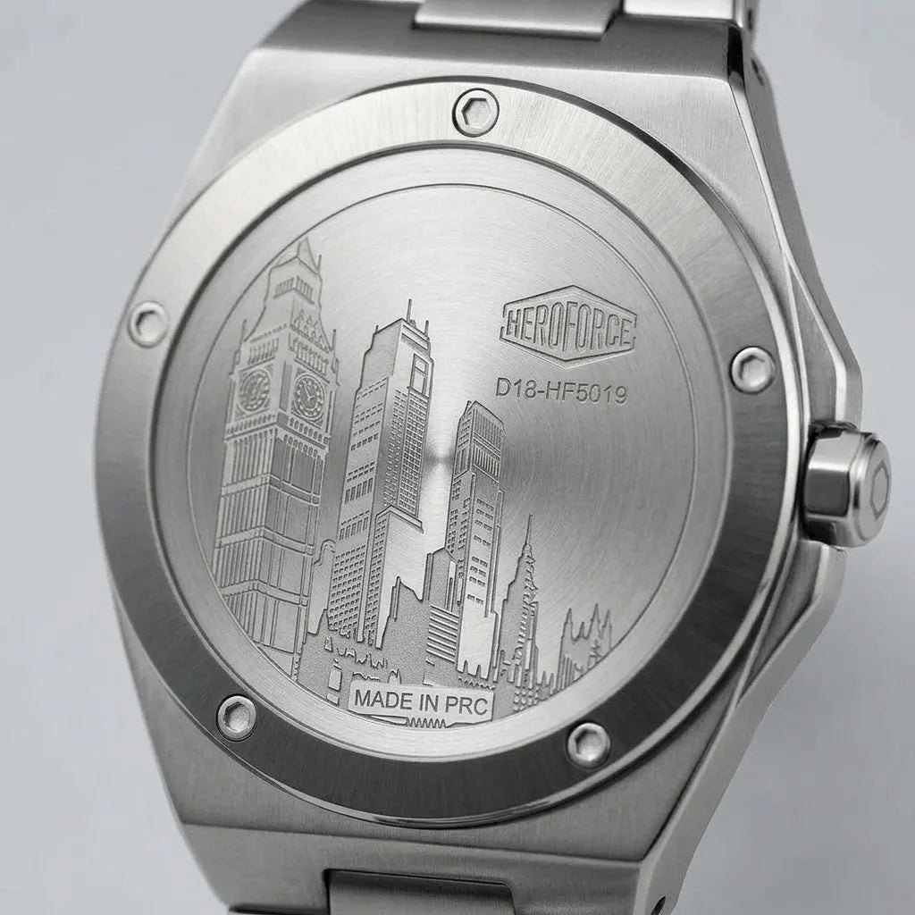 HeroForce 5039 Silver Light Edition – Men’s Wave Dial Stainless Steel Watch