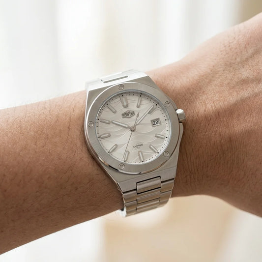HeroForce 5039 Silver Light Edition – Men’s Wave Dial Stainless Steel Watch