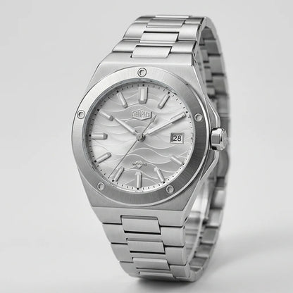 HeroForce 5039 Silver Light Edition – Men’s Wave Dial Stainless Steel Watch