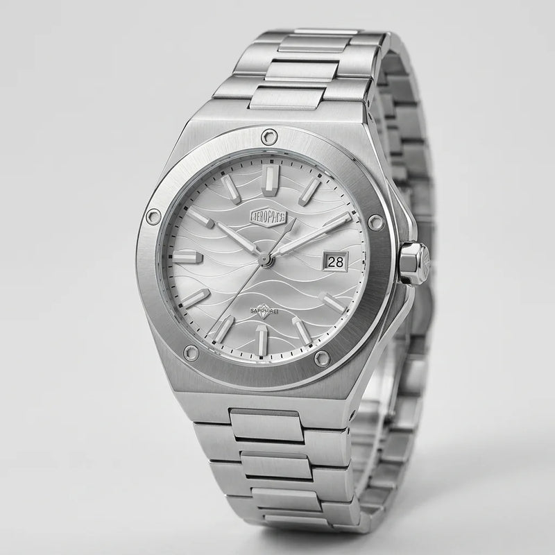 HeroForce 5039 Silver Light Edition – Men’s Wave Dial Stainless Steel Watch