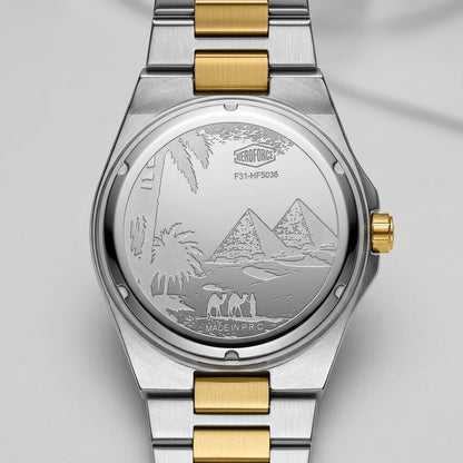 HeroForce 5039 Wave Dial - watch caseback, engraved, polished, luxury
