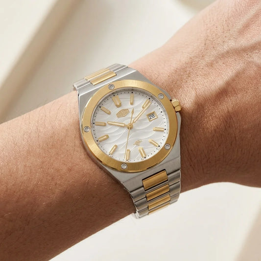HeroForce 5039 Wave Dial - worn on wrist, luxury timepiece, natural daylight