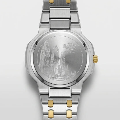 HeroForce 5040B Octagonal - caseback, engraved, stainless steel, luxury