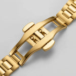 HeroForce 5041 Gold Light - luxury leather strap, gold buckle, macro