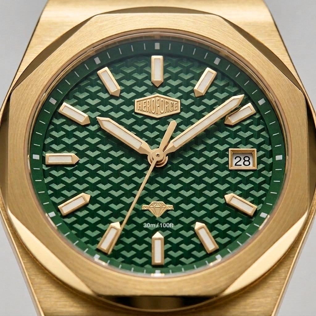 HeroForce 5041 Luxury Ana - macro dial, luxury watch, white background, sharp details