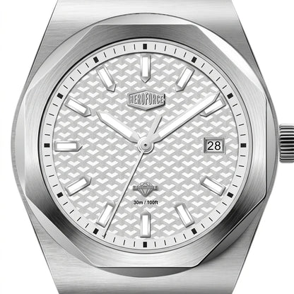 Heroforce 5041 Men's Watch - Macro dial, white background, luxury metal, sharp details