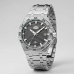 angled front view grey dial