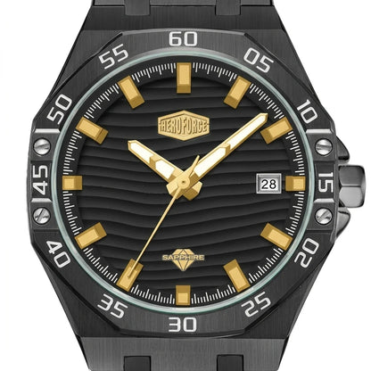 HeroForce 5043 Octagonal - macro dial, textured, crisp details, premium luxury
