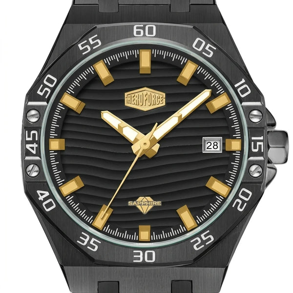 HeroForce 5043 Octagonal - macro dial, textured, crisp details, premium luxury