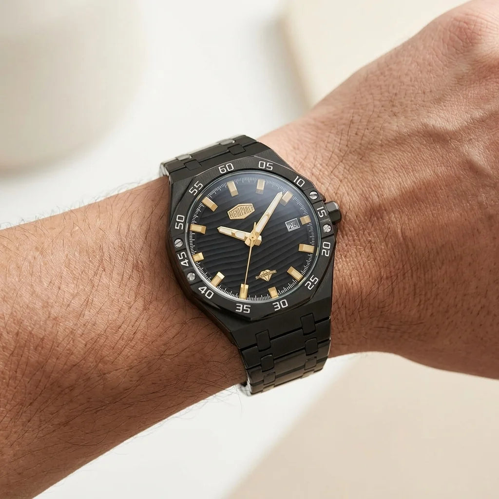 HeroForce 5043 Octagonal - Octagonal luxury watch, on wrist, natural skin