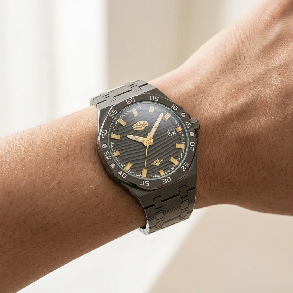 Heroforce 5043 Octagonal - worn wrist, octagonal design, luxury, natural light