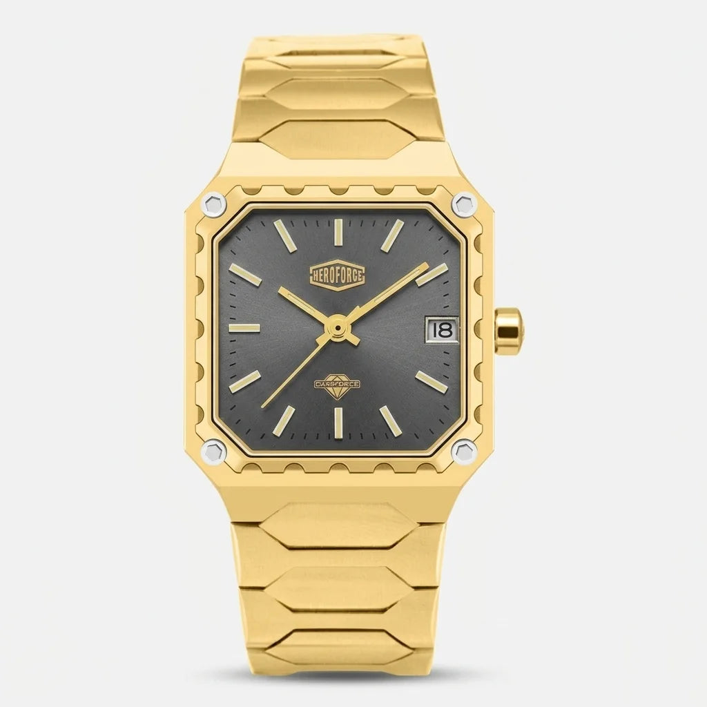 Heroforce 5045 Gold Tone - gold tone watch dial, luxury macro detail