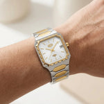 HeroForce 5045 Square Cas - worn on wrist, modern luxury, soft lighting, blurred background