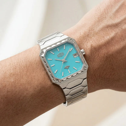 HeroForce 5045 Watch - Sq - worn on wrist, modern luxury, soft daylight