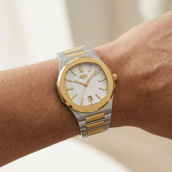 HeroForce 5046 Luxury Ana - worn on wrist, luxury timepiece, natural skin, premium studio