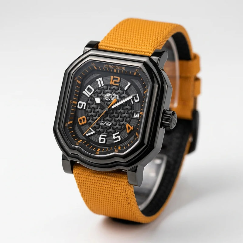 HeroForce 5051CP Men's Square Textured Dial Watch - Men's, Square, Textured, Luxury