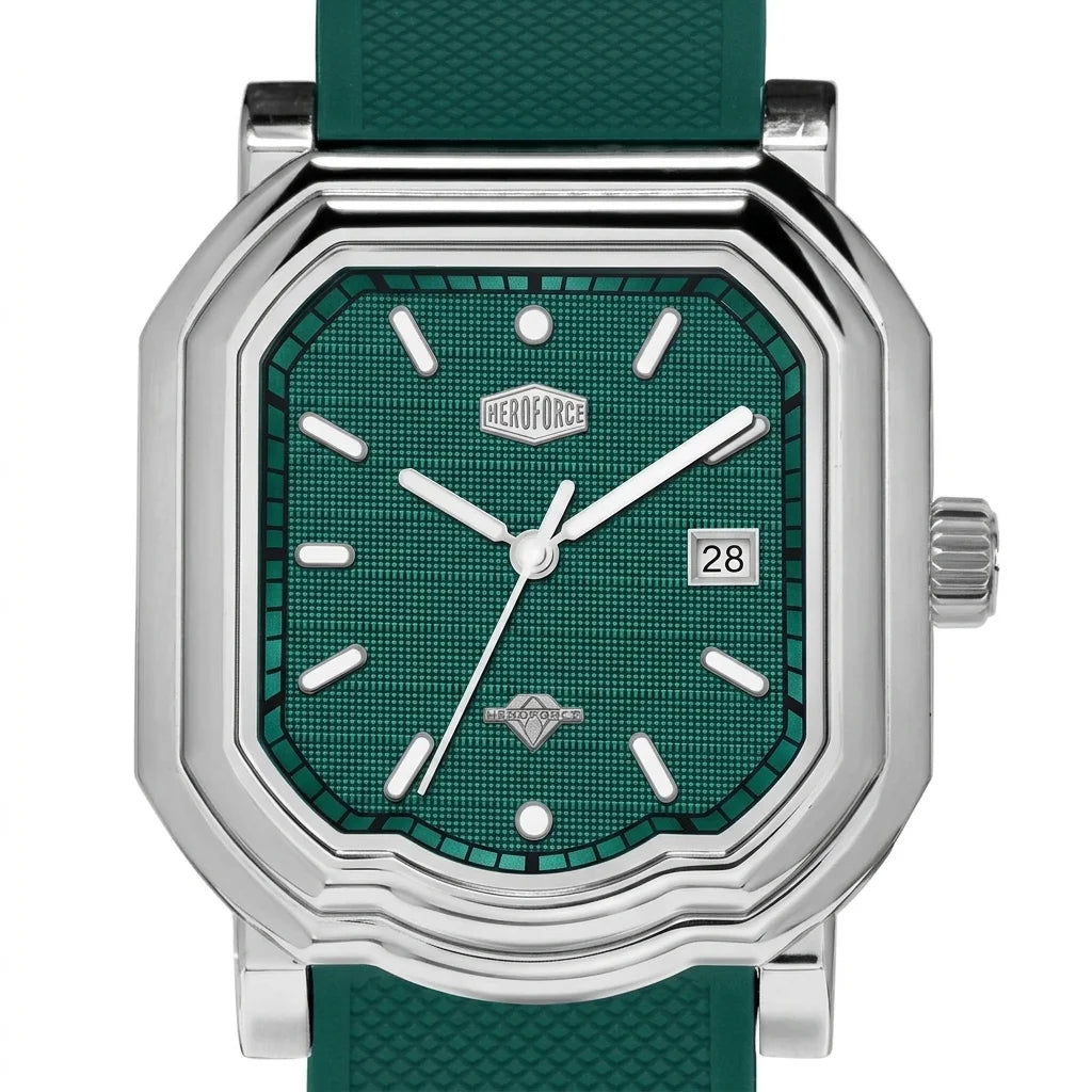 Heroforce 5051P Men's Bus - macro dial view, sharp markers hands, luxury style