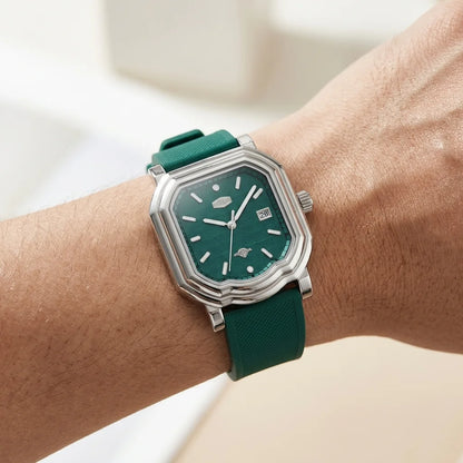 Heroforce 5051P Men's Bus - worn on wrist, natural skin, modern luxury, soft daylight