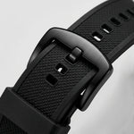 close up black buckle