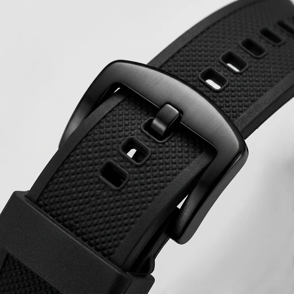 close up black buckle