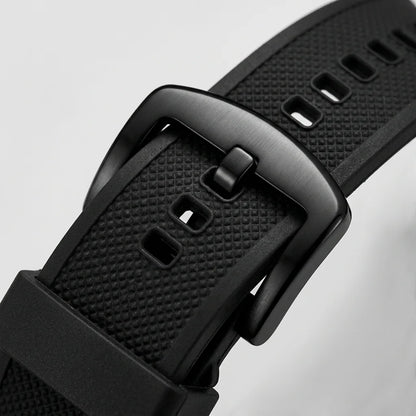 close up black buckle