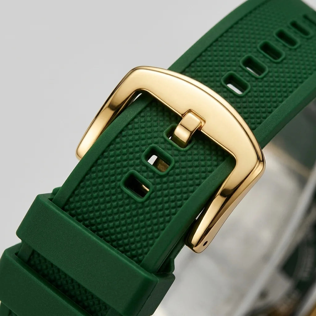 HeroForce 5051P Square Bu - premium leather strap, square buckle, macro detail