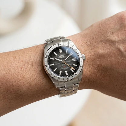 HeroForce 5056 Silver Dar - worn wrist, natural skin, minimalist, luxury