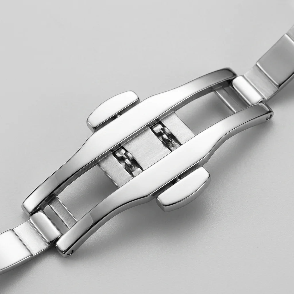 HeroForce 5070B Octagonal - black leather strap, silver buckle, studio, macro