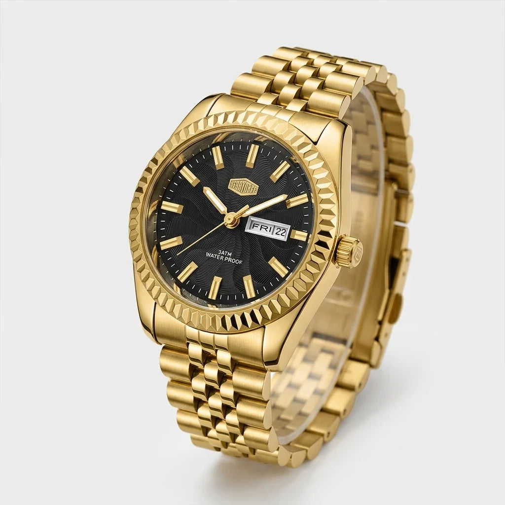 HeroForce 5083 — FLURION - Fluted bezel, Stainless steel, Studio setting, Luxury watch