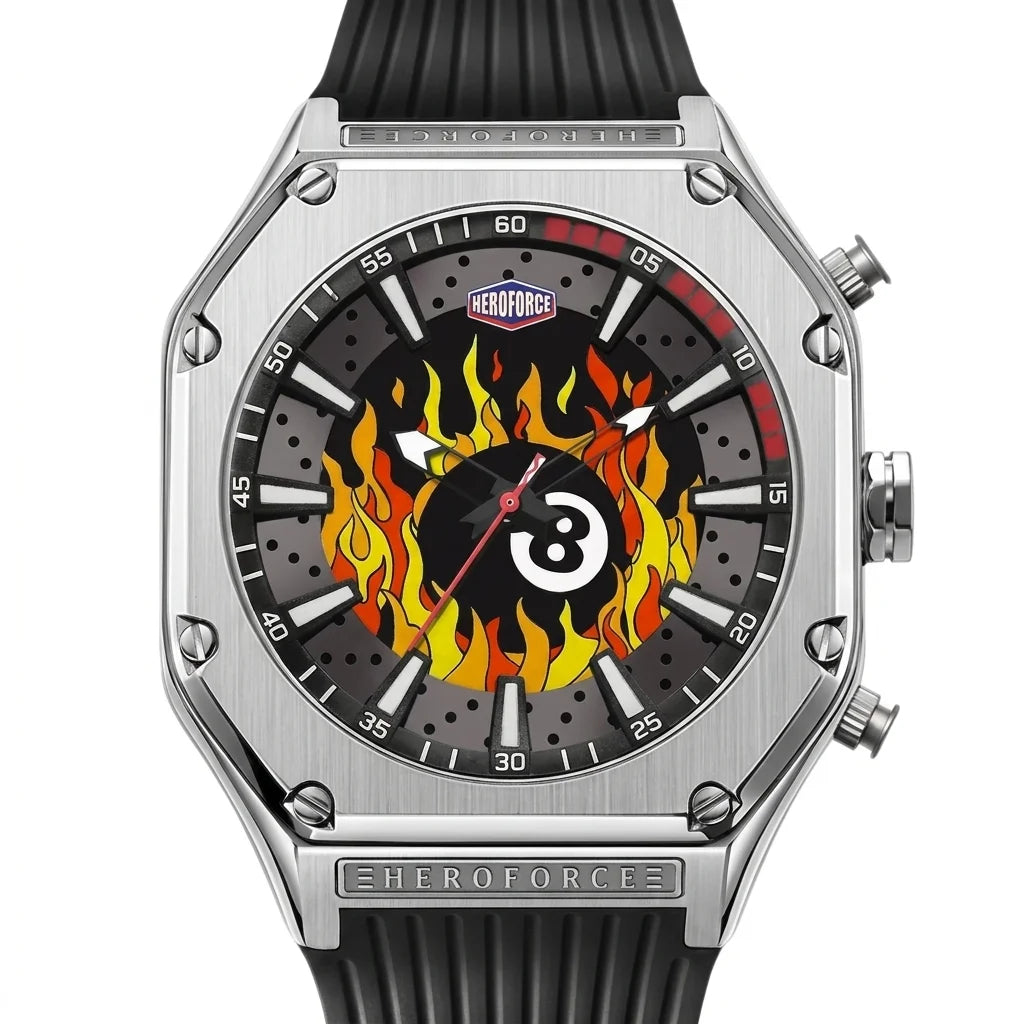 HEROFORCE High Quality Lu - dial macro, crisp details, luxury watch, white background