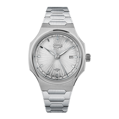 silver dial_ steel watch