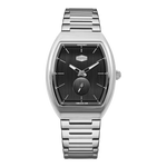 silver black dial watch